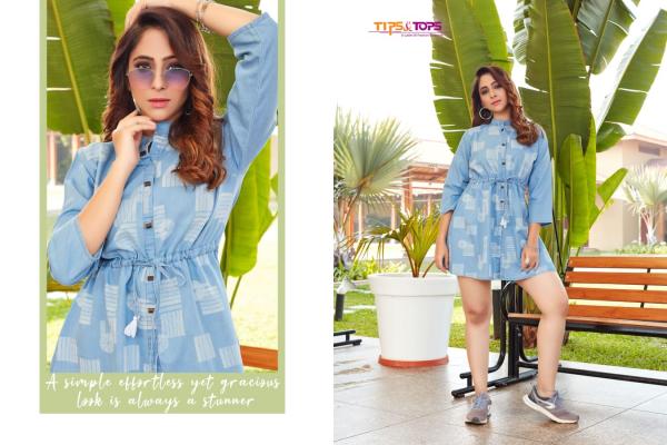 Tips & Tops Blue Fancy Denim Western Kurti